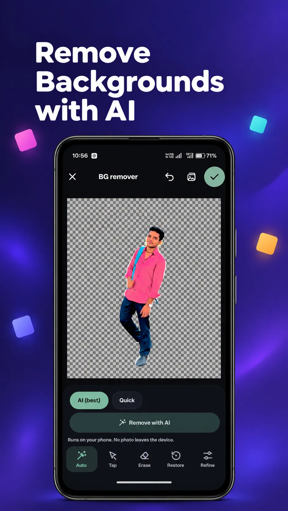 Pixelize removing a background with AI